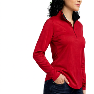 Custom Quarter <b>Zip</b> Sports Pullover Women Breathable Moisture Wicking Gym Top Long Sleeve Yoga <b>Jumper</b> - Product Image 3