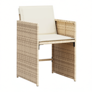 Sedia da Giardino in Rattan Beige con Cuscino, Arredamento da Esterno dal Design Contemporaneo - Product Image 1