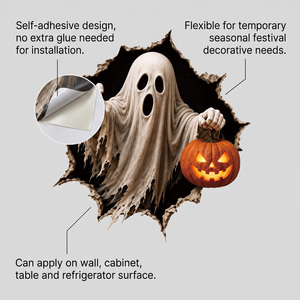 Autocollants <span class=keywords><strong>muraux</strong></span> 3D auto-adhésifs Sorcière et Chat Noir pour Halloween - Décoration multi-scènes - Product Image 4
