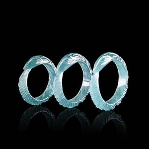 High-end natural A-grade jadeite blue water fox nine-tailed fox three-dimensional carving men's and women's <b>rings</b> - Product Image 3