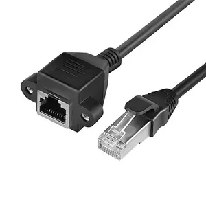 RJ45 Cat5E 6E 8P8C konnektör tel vida paneli dağı Ethernet dönüştürücü uzatma kablosu