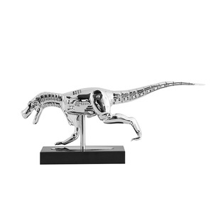 Figura de Dinosaurio de Resina Mecánica Lista para Enviar, Tiranosaurio Rex Cromado Plateado, Adorno de Escritorio, Regalo Geek - Product Image 5