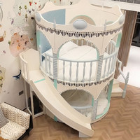 Lit superposé rond JS Durable en bois massif pour enfants avec toboggan, pour chambre de villa, ensemble de meubles sur mesure