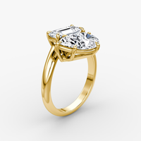 Bague de fiançailles Toi et Moi en or massif 14K/18K avec émeraude 1 carat et diamant ovale croisé de laboratoire, certifiée IGI CVD/HPHT, personnalisable