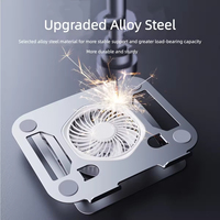 Alliage d'aluminium de luxe 360 °   Support pliable et réglable en hauteur pour tablette, ordinateur portable et téléphone, avec ventilateur rotatif pour dissipation thermique