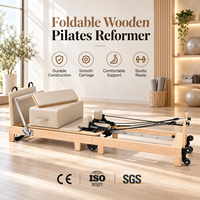 Machine d'entraînement Pilates Reformer pliable en bois de chêne réglable, durable, avec logo personnalisé, pour la musculation à domicile ou en studio