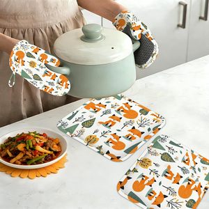Gants de cuisine en silicone résistants à la chaleur, imprimés, faible MOQ, personnalisables par sublimation, mitaines de four en coton conformes FDA, longues - Product Image 2