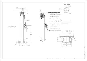 תורן טלסקופי ידני להרמה ידנית 3-10 מטר 50 ק\"ג, תורן טלסקופי פלדה קל משקל להרכבת אנטנה - Product Image 5