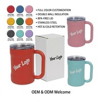 Mug isotherme à double paroi avec poignée, en acier inoxydable, couvercle sans BPA, vente en gros, couleur personnalisée, OEM