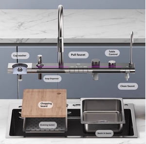 Nuovo Lavello da <span class=keywords><strong>Cucina</strong></span> Monoblocco a Cascata Intelligente, Realizzato a Macchina, in Acciaio Inox 304 con Tecnologia Nano, Rubinetto Multifunzionale Moderno - Product Image 4