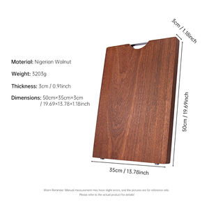 เขียงวอลนัทไนจีเรีย-ไม้เนื้อแข็งเขียงใช้ในครัวเรือนกระดานเตรียมอาหารขนาดใหญ่ทรงสี่เหลี่ยม - Product Image 5