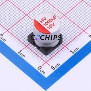 HV1A108M1010PZ ตัวเก็บประจุแบบแข็ง SMD, D10xL10 มม. ( ความจุ: 1000uF ) ( ความแม่นยำ: 20% แรงดันไฟฟ้าที่กำหนด: 10V ) - Product Image 1