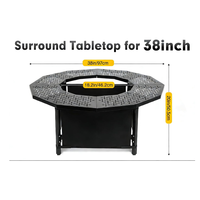 Table de foyer en fer avec structure en métal revêtu, style classique, pour usage extérieur et garde-corps de sécurité à 360°