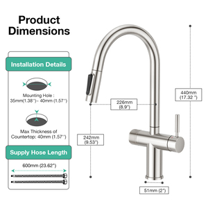 3 Way CUPC Drinking Pull Out 304 Stainless Steel Reverse Osmosis Water Filter Kitchen Faucet - Product Image 5