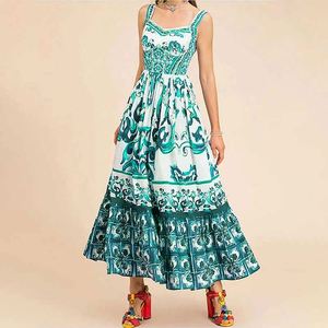 Robes longues bohèmes élégantes sans manches à imprimé taille haute pour femmes, idéales pour les fêtes estivales et la plage - Vente en gros - Product Image 5