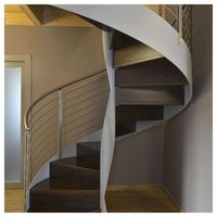 Escalier flottant moderne Prima Premium avec garde-corps en verre courbé pour rénovation intérieure, maison et immeuble de bureaux