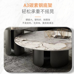 Marble Coffee <b>Table</b> Black <b>Gold</b> Bronze Minimalist Living Room Furniture <b>Round</b> <b>Table</b> for Apartment Home Decor - Product Image 2