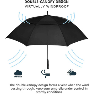 Wholesale Modern Travel Large Golf <b>Umbrella</b> Custom Man Rainproof <b>Windproof</b> 2-3 Persons Straight <b>Umbrella</b> Semi Automatic Black - Product Image 3
