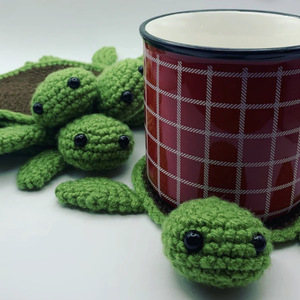 Nouveau dessous-de-verre transfrontalier en forme de tortue, résistant à la chaleur, fait main, tricoté au crochet, motif dessin animé multicolore, pour tasses et assiettes - Product Image 6