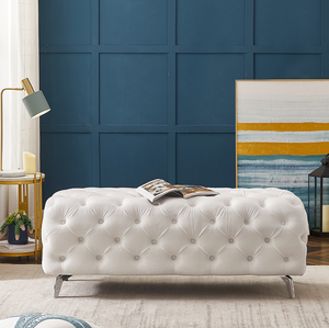 59" Modern Convertible Adjustable Bed Bench Ottoman with Storage Beige Velvet for Bedroom Living Room & Home <b>Office</b> - Product Image 1