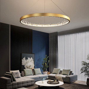 Zèle éclairage décoratif salon fantaisie or 3 anneaux cercle cristal suspension suspension - Product Image 3