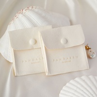 PandaSew Enveloppe Rabat Microfibre Bijoux Pochette Bouton Pression avec Logo Pour Bijoux Sac Emballage Sacs