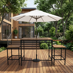Ensemble de salle à manger/bar de jardin en rotin 3 pièces, moderne et élégant, écologique et durable, en bois d'acacia KD, pour salon et hôtel - Prix de gros - Product Image 1