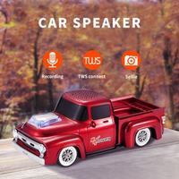 Reproductor de Música USB Portátil, Altavoz Inalámbrico Bluetooth para Auto, con Bajos Estéreo, Luces de Colores, Diseño de Auto, con Radio