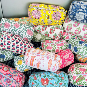 Cá nhân khối in trang điểm túi Bông mỹ phẩm <span class=keywords><strong>Pouch</strong></span> trong Linen sợi nhỏ thời trang nhân vật mô hình toiletary trường hợp - Product Image 3