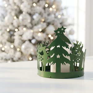 Décorations de table de Noël 2026 : Bougeoirs en métal vert avec motifs découpés d'arbre et de cerf - Product Image 6