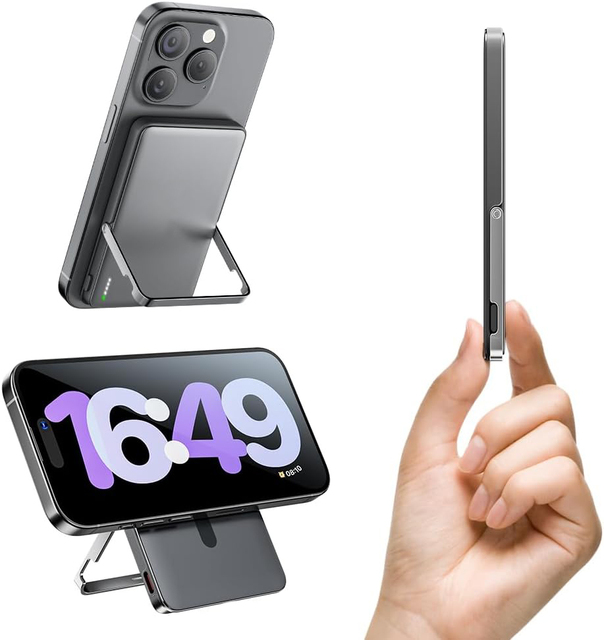 Fold Holder Aluminum Alloy Magnetic Power Bank 10000mAh Wireless Portable External Battery with Stand PowerBank for iPhone 16
