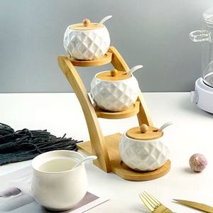 M 세라믹 참신한 디자인 양념통 세트 3개 주방 소금 설탕 보관용 가정용 - Product Image 5
