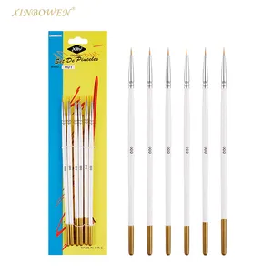 Xinbowen Art Supplies 6 Pcs 0 00 000 Size Nylon Hair Watercolor Acrylic Oil Painting Brush Set Liner Drawing Brushes