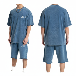 Wholesale Custom logo Made <b>Men</b> Shorts Set Streetwear Unisex t <b>Shirt</b> and Shorts Set Two Piece Set <b>Men's</b> Fashion - Product Image 1