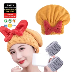 Hot Selling Quick Dry Microfiber Hair Drying Caps Wristband Set Super Absorbent Hair Towel Wrap