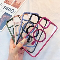 Nouveau 2024 Design de luxe Transparent PC résistant aux chutes TPU métal caméra anneau bouton coque de téléphone pour iPhone 14 13