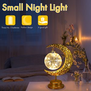 Lampada da Tavolo LED Retrò in Metallo <span class=keywords><strong>con</strong></span> Luna Crescente e Stelle per Decorazioni Casa, Funzionamento a Batteria per Decorazioni Eid Mubarak - Product Image 5