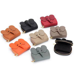 Women Card Holders Genuine Cow Leather Fashion <b>Cute</b> Elephant Shape Women Short Wallet Zipper <b>Purse</b> - Product Image 2