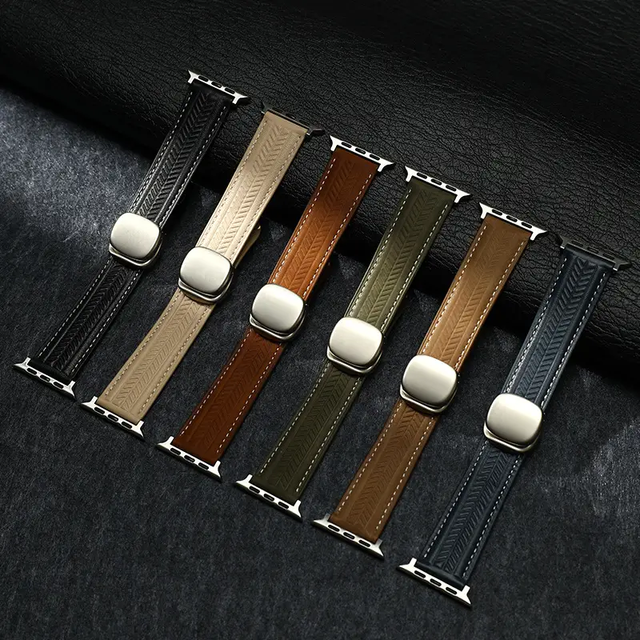 Luxury Premium Genuine Leather Strap for Apple Watch 11/10 Waterproof Band 22/20/18mm Magnetic Folding Clasp Bracelet Soft