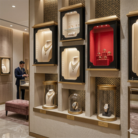 Vitrine à bijoux Shangyuan sur mesure, murale, en velours doré, éclairée par LED, étanche, robuste, pour diamants
