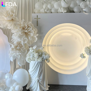 LEDA Wedding & Event Decor High Quality Simple Large Modern 3D White Round LED Acrylic <b>Backdrop</b> - Product Image 3
