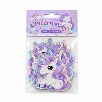 Autocollants personnalisés licorne anime, effet holographique, résistants aux UV, découpés, effet arc-en-ciel manga, vinyle PVC, créatures fantastiques