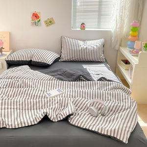 Edredón agradable a la piel Edredón estampado Estilo de rayas Edredón <span class=keywords><strong>Niñas</strong></span> Niños Habitación Colcha Edredones suaves - Product Image 3