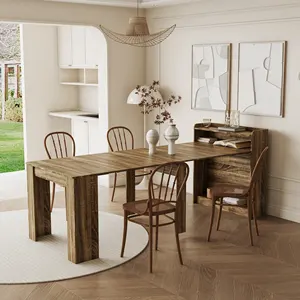 סט שולחן אוכל מודרני מעץ ל-6 שולחן אוכל הרחבה שולחן מסעדה להרחבה חדר אוכל