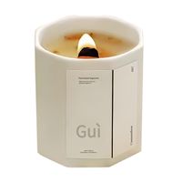 Bougie parfumée en céramique octogonale blanche avec mèche en bois et fleurs séchées pour la fragrance d'intérieur, chambre, salon, vente en gros