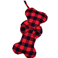 Pet Dog Giáng Sinh Stockings Cổ Điển Đỏ Đen Kẻ Sọc Lớn Xương Hình Treo Giáng Sinh Stocking Cho Chó Thú Cưng