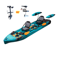 El Mejor Kayak de 2025 Motorizado a Pedal de 14 Pies con Capacidad de 550 lbs, Kayak Modular de Surf de 3 Piezas, Kayak de Pesca de 4m para 2 Personas, Gran Venta