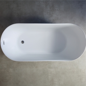 Bañera Ovalada Moderna Ergonómica de Acrílico Blanco Mate, Asimétrica, con Desagüe de Rebose, para Uso en Hoteles y Villas - Product Image 5