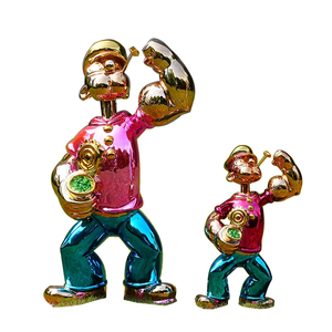 Figura de juego de dibujos animados de resina lista para enviar, estatua de Popeye de fibra de vidrio, estatua de Popeye de cromo rojo, arte Pop de resina y manualidades para decoración del hogar - Product Image 1