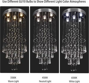 Lustre en cristal QiHang pour <span class=keywords><strong>plafond</strong></span> haut, luminaire <span class=keywords><strong>de</strong></span> <span class=keywords><strong>plafond</strong></span> en cristal à montage encastré pour couloir d'escalier, suspensions en cristal - Product Image 6